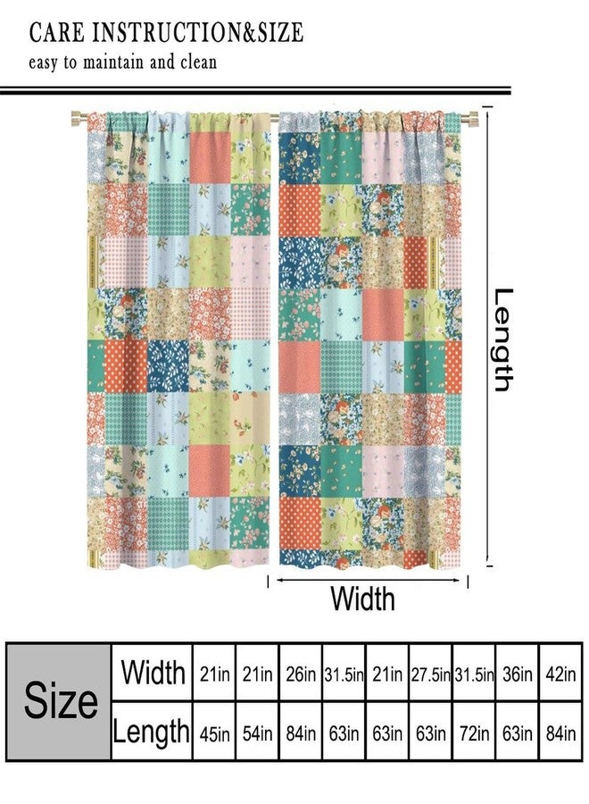KANEPE Patchwork Curtains, Boho Floral Vintage Boho Colorful Spring Wild Flower Window Treatments, Rod Pocket Thermal Insulated Drapes 2 Panel Sets for Bedroom Living Room, 42" W x 45" L【Decor】 - Image 2